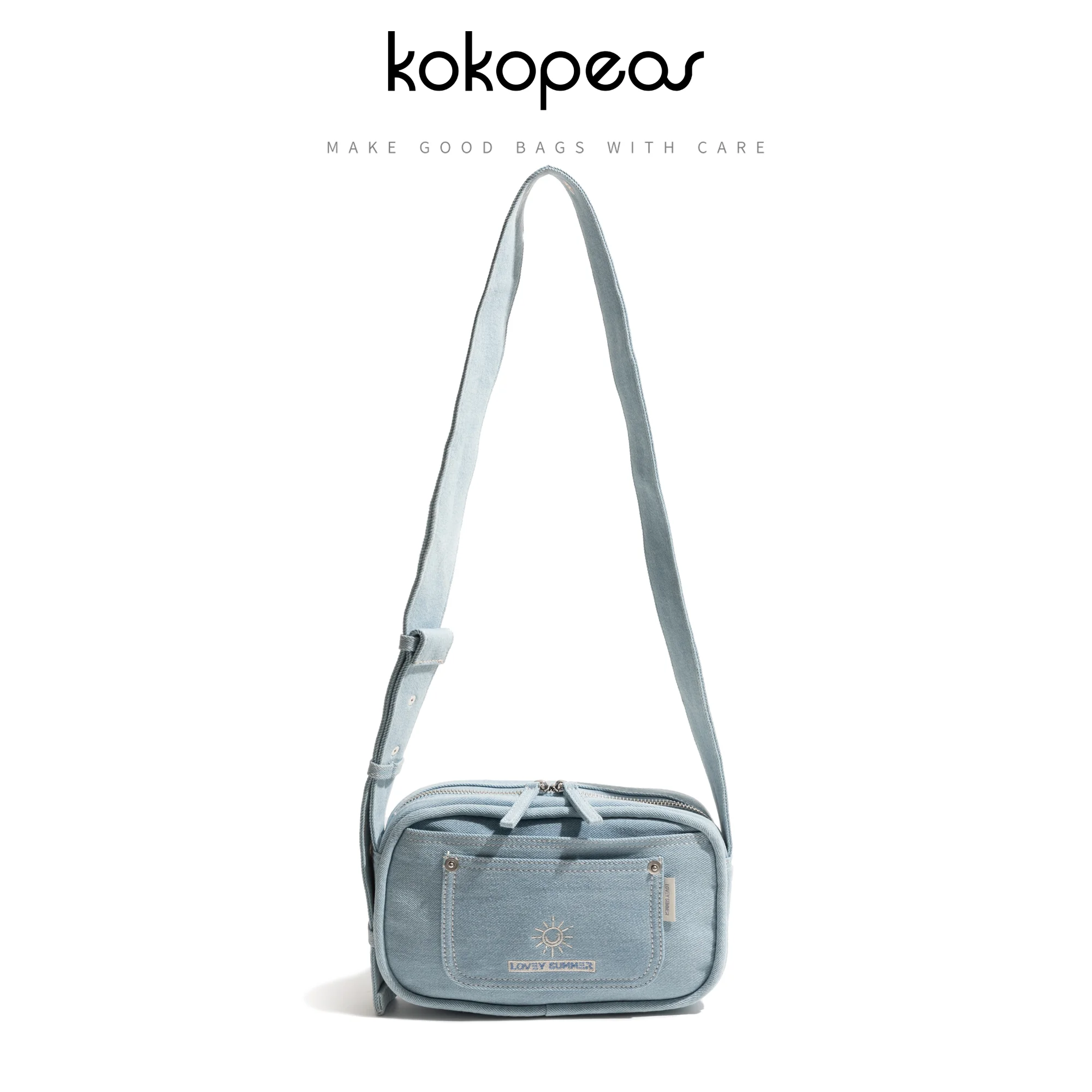 

KOKOPEAS Trendy Brand Denim Fabric Phone Purse Solid Color Korean Style Simple Casual Crossbody Shopping Satchel For Women