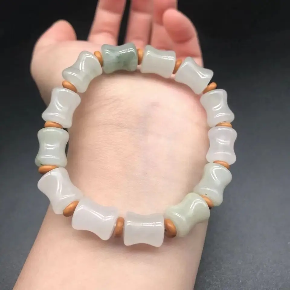 

Натуральный и настоящий браслет из зеленого бамбука Тяньшань из золота и шелка с нефритом Синьцзяна, браслет из одного круга с восходящим узлом, нефритовый браслет.