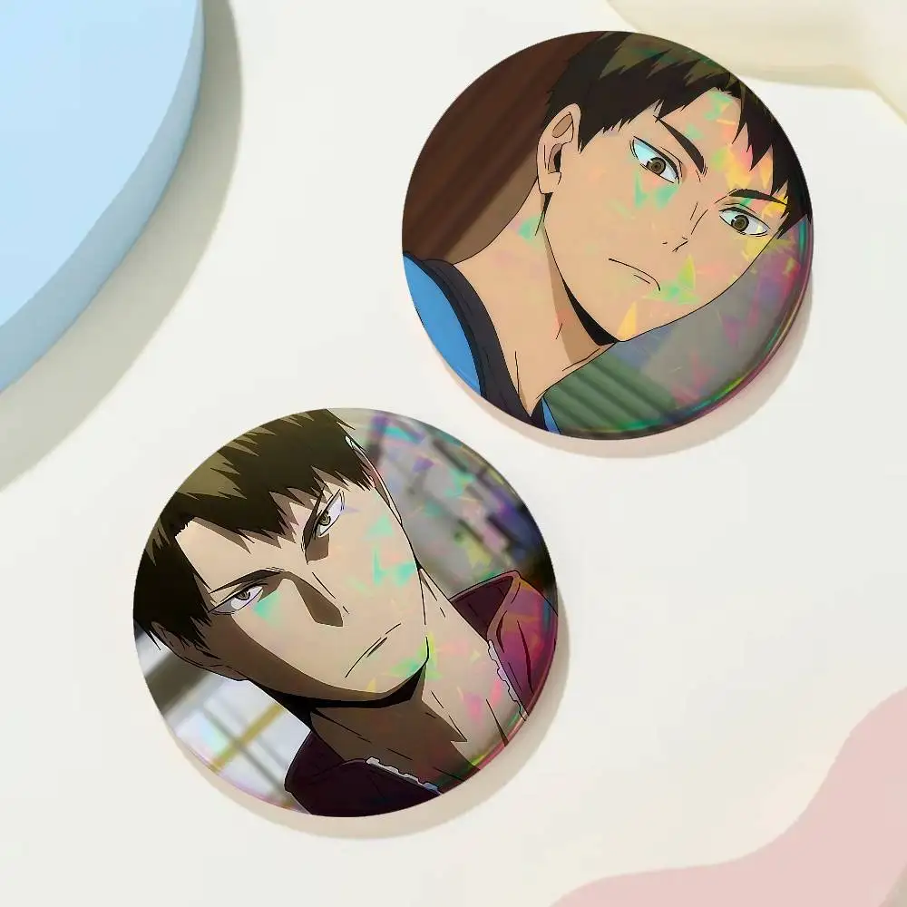Anime Wakatoshi Ushijima For Badge Custom Laser Hologram Enamel Pin Badge Metal Lapel Brooch For Clothes Bag Accessory Gift