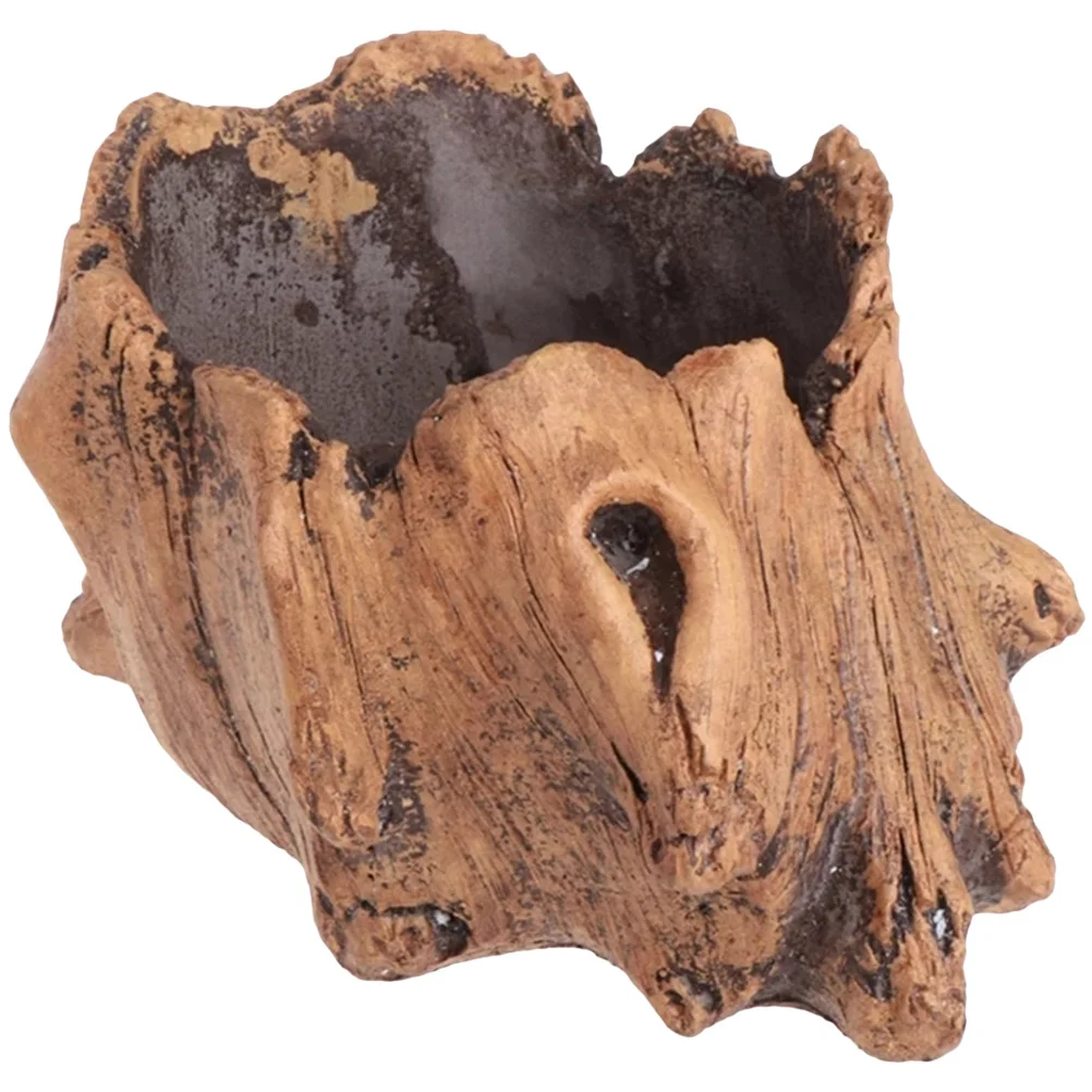Imitation Stump Flower Pot Concrete Wooden Log Planter For Garden Outdoor Indoor Succulent Plant Container Bonsai Tabletop Pot