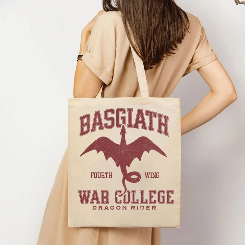 Bassiath War College 여성용 토트백, 드래곤 라이더 핸드백, 판타지 리더 쇼핑백, Rebecca Yarros