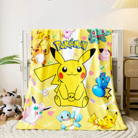 Pokemon Blanket Cute Cartoon HD Flannel Fluffy Throw Camping Blankets for Children Sofa Throw Thin Blanket Modern Fashion Gift