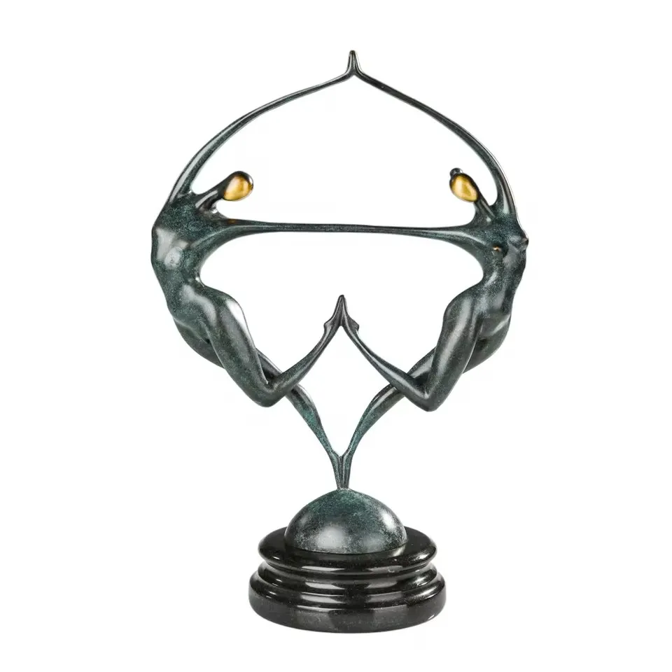 Hot Sell Abstract Double Dancers Bronze Statue Modern Couple Sculpture Handcrafts Handmade High-grade Gift Home Hotel Decoration