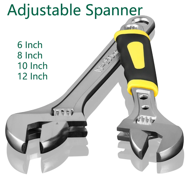 

6/8/10/12 Inch Large Opening Adjustable Spanner Wrench Adjustable Angle Slide Wrench Household Tools Maintenance Tools