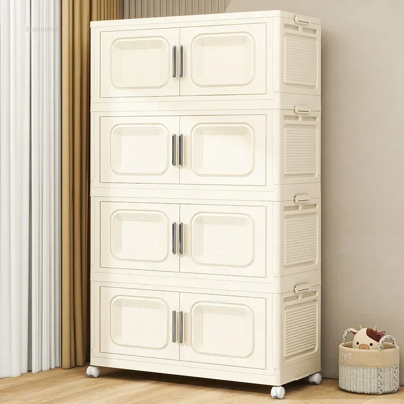 80cm Bedroom Wardrobes Foldable Multi-layer Storage Cabinets Home  Toys and Clothes Storage Locker Installation-free M