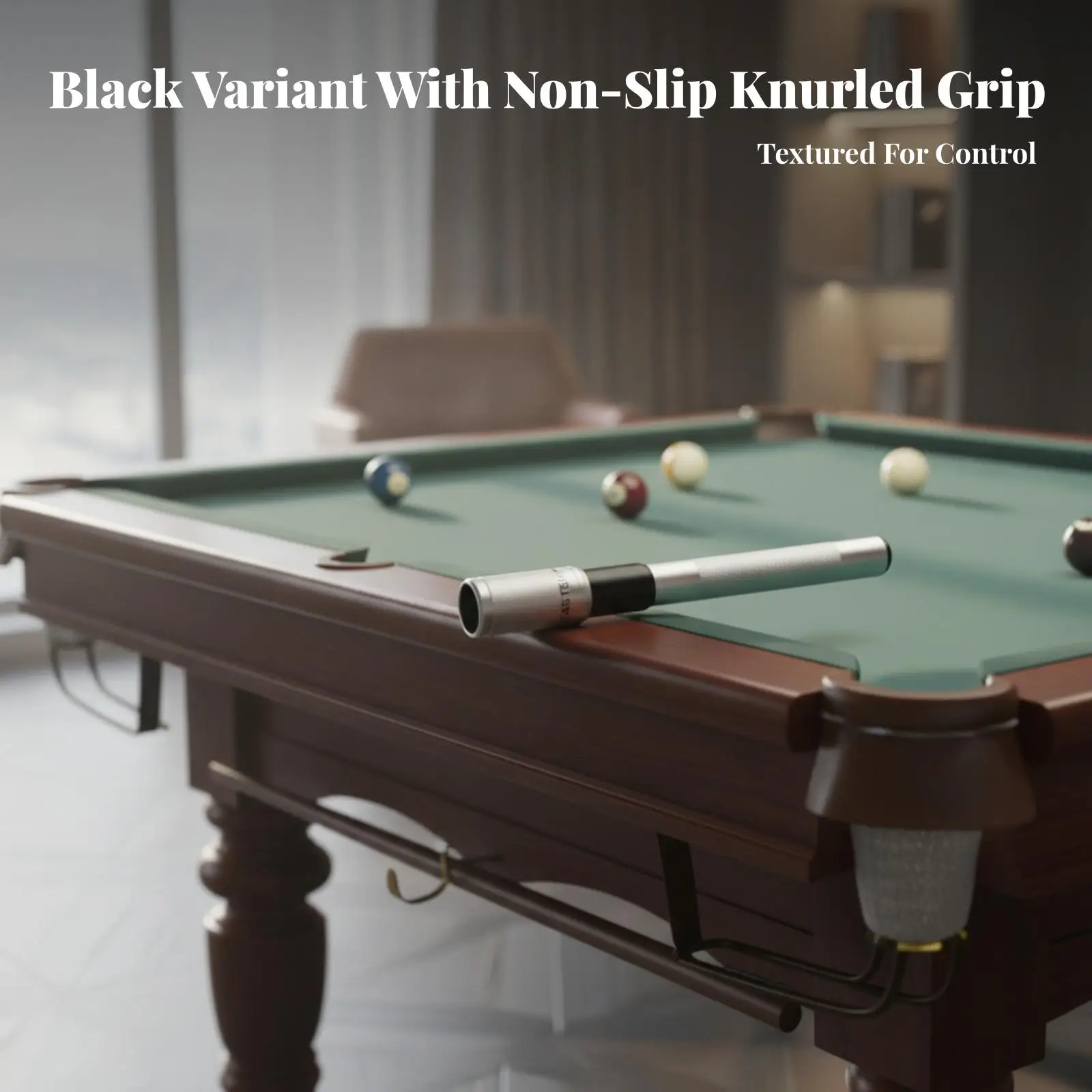 Non-Slip Telescopic Cue Sleeve | Knurled Grip Section, Compact Adjustable Design, Billiard Cue Extension with Locking