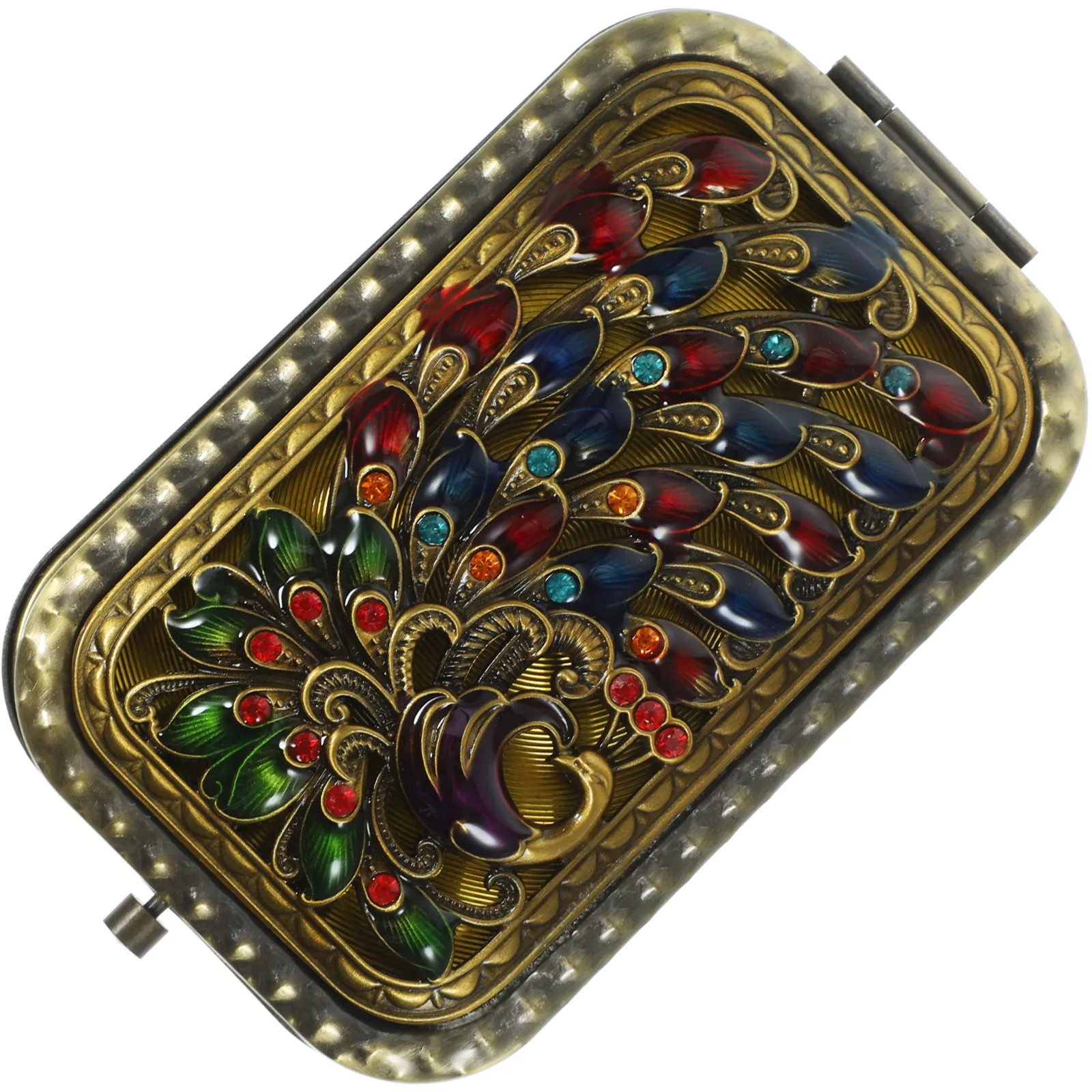 Компактное зеркало для макияжа, двустороннее, в стиле ретро, карманное, складное, маленькое зеркало для сумки, для путешествий, шопинга, случайный цвет