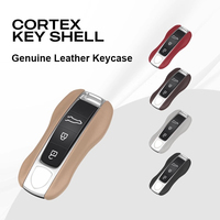 Luxury Genuine Leather Car Key Case Cover Protective Keychain For Porsche Boxster Cayman Panamera Cayenne Macan 718/911 Taycan