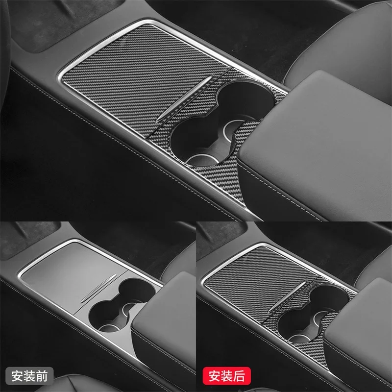 

Carbon Fiber Interior Trim For Tesla Model 3 21-23 Console Armrest Box Moulding Decal Cover Sticker