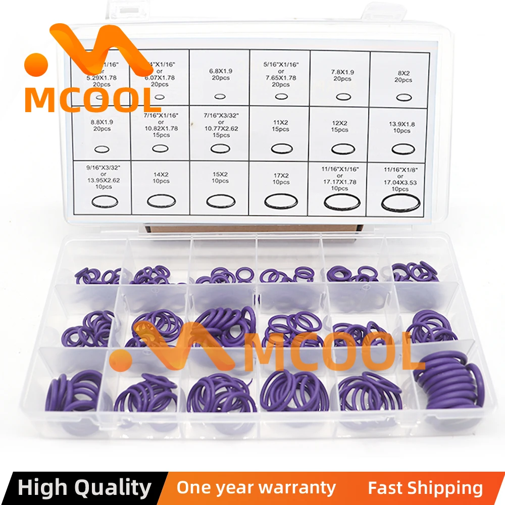 

For Auto Air Conditioning Rubber Washer Assortment Purple 270pc/set R22 R134a Seal O-ring Gaskets 18 Sizes Standard Parts