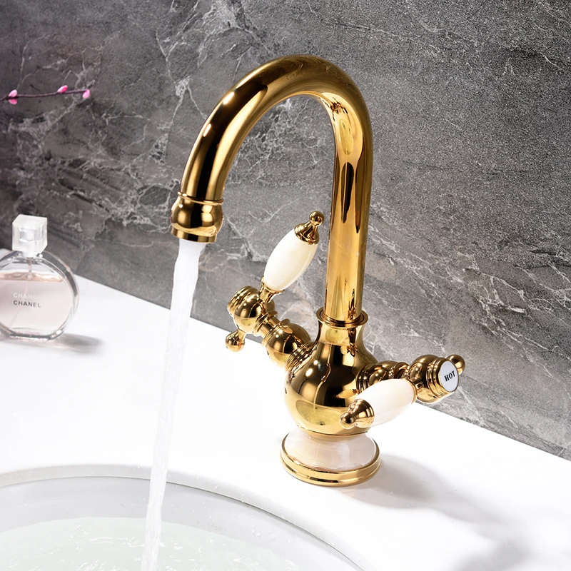 Ceramic Antique Faucet Bathroom Sink Faucet Cold/Hot Water Basin Tap Single hole double handle vintage faucet Kitchen Faucet