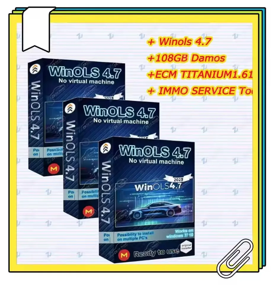 

4 en 1 Winols 4.7 completamente activado + Damos + ECM TITANIUM 1.61 +Herramienta de servicio Immo V1.2 para software de automó