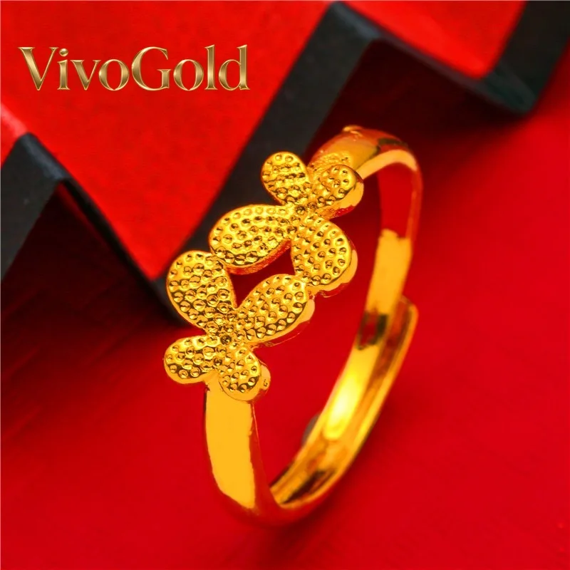 

VivoGold24K real gold women's gold jewelry gold ring adjustable Au999 large pistil flower gift to give to friends gold jewelry g