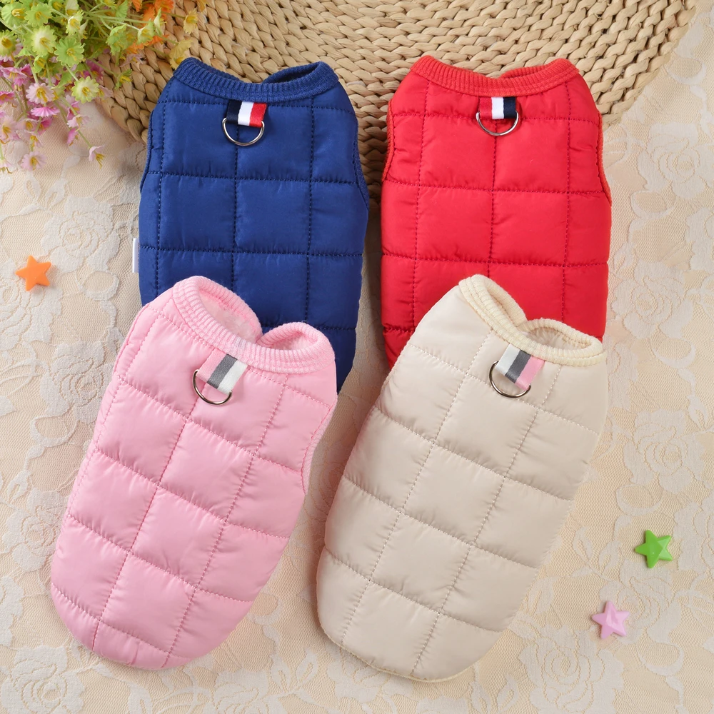 Fur Padded Dog Vest Clothes Warm Cotton Dogs Coat Pet Winter Jacket Clothes Small Medium Dogs Clothing French Bulldog Chihuahua