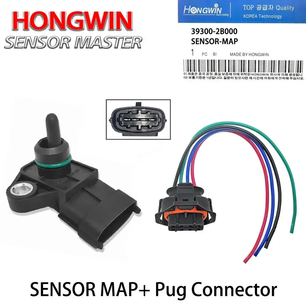 MAP Manifold Air Pressure Sensor & Plug 393002B000 39300-2B000 For Hyundai Equus Accent Elantra Sonata Kia Sportage Rio Optima