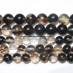 Natural Stone Black Lace Quartz Beads In Loose 15