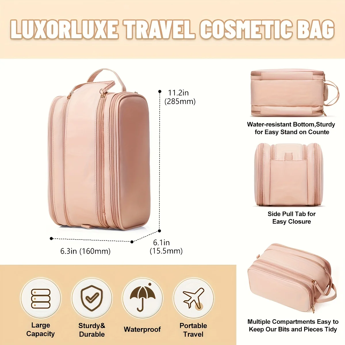 Simple Fashion Cosmetic Bag Large Capacity Storage Bag Double Zipper Portable Makeup Bag High Quality Cosmetic Organizer Pouch