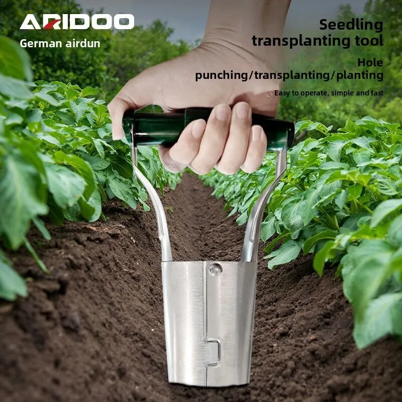Stainless Steel Seeder Excavator Horticultural Wood Handle Hole Drilling Seedling Transplanting Flower Planting Seedling Planter