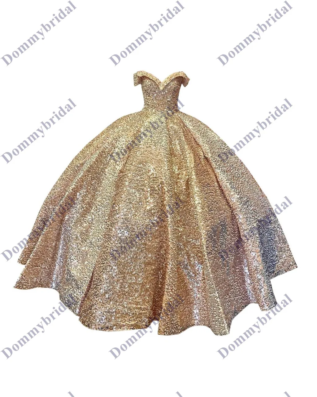 Sparkly Vestido De 15 Anos Ball Gown Sequined Fabric Ball Gown V neck Quinceanera Dress Formal 2023 Off the shoulder Gold Cheap