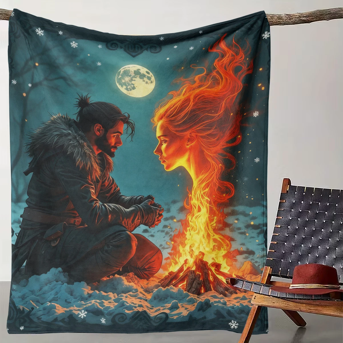 

1 Ice and Fire Fantasy Night Bonfire Love Blanket Fantasy Adventure Wind Cold and Warm Comparison Home Decoration Warm Blanket
