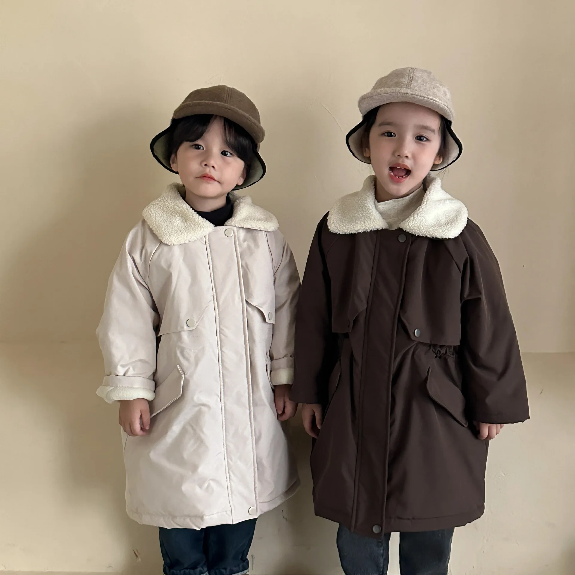 Children's Plush Thick Windbreaker 2024 Stylish Warm Coat New Cotton Clothes for Boys and Girls and Baby Clothes