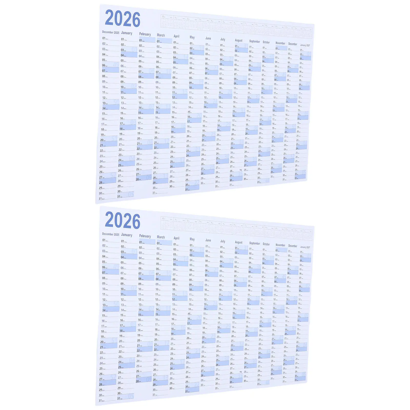 2Sets 2026 Yearly Planner Large Wall Calendar Minimalist Writable English Calendar Monthly Annual Planning for Work Home