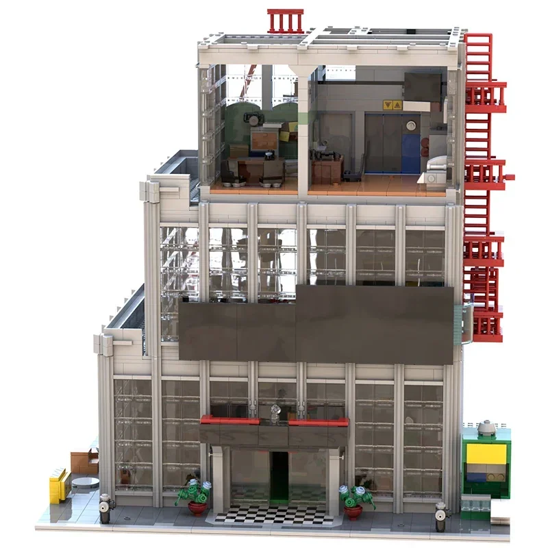 Technische Moc Bakstenen Model Dubbele Dagelijkse Bugel Kantoor Toren Modulaire Bouwstenen Geschenken Speelgoed Voor Kinderen Diy Sets Assembleren