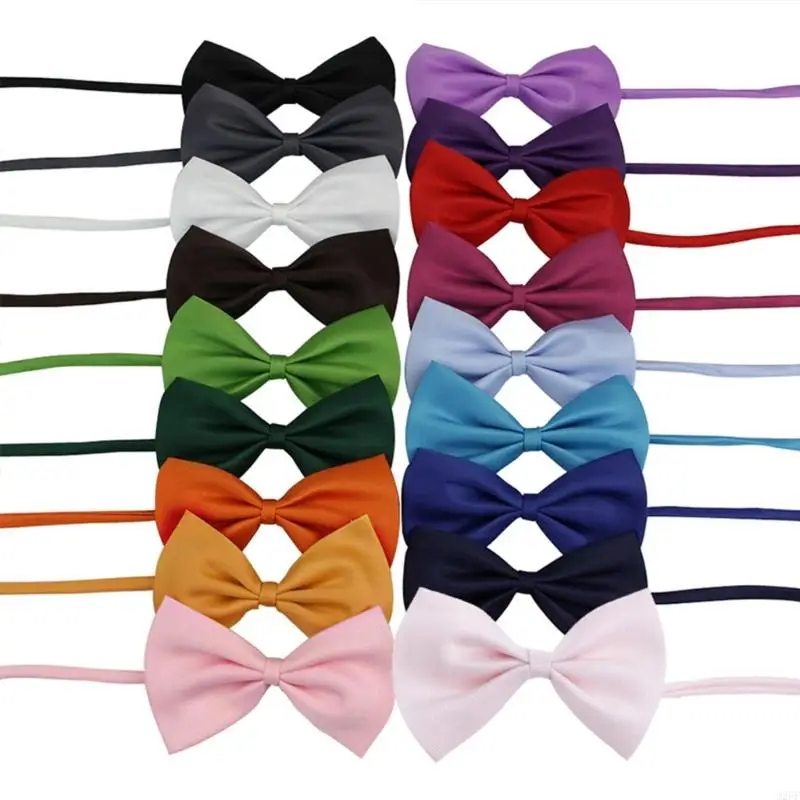 J2FF Lot Children Girls Boys Toddlers Bowtie Pre Tied Wedding Bow Tie Plain Necktie