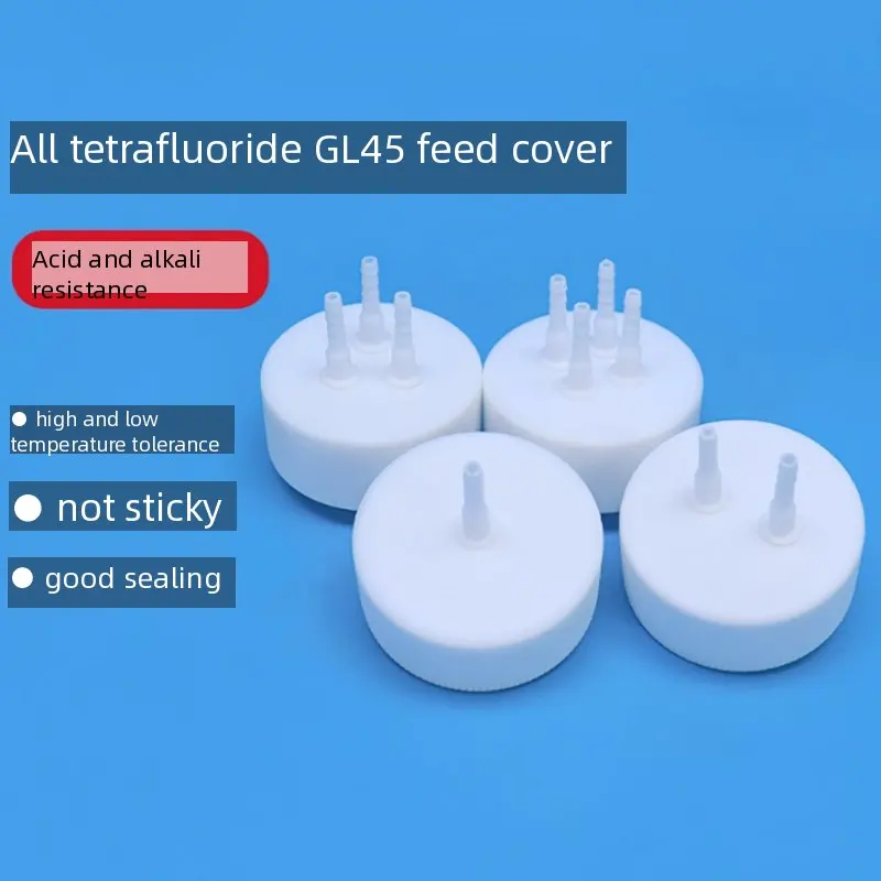 Cabeça de alimentação completa de PTFE GL45 tampa de garrafa de alimentação um furo dois furos três furos tampa de quatro furos