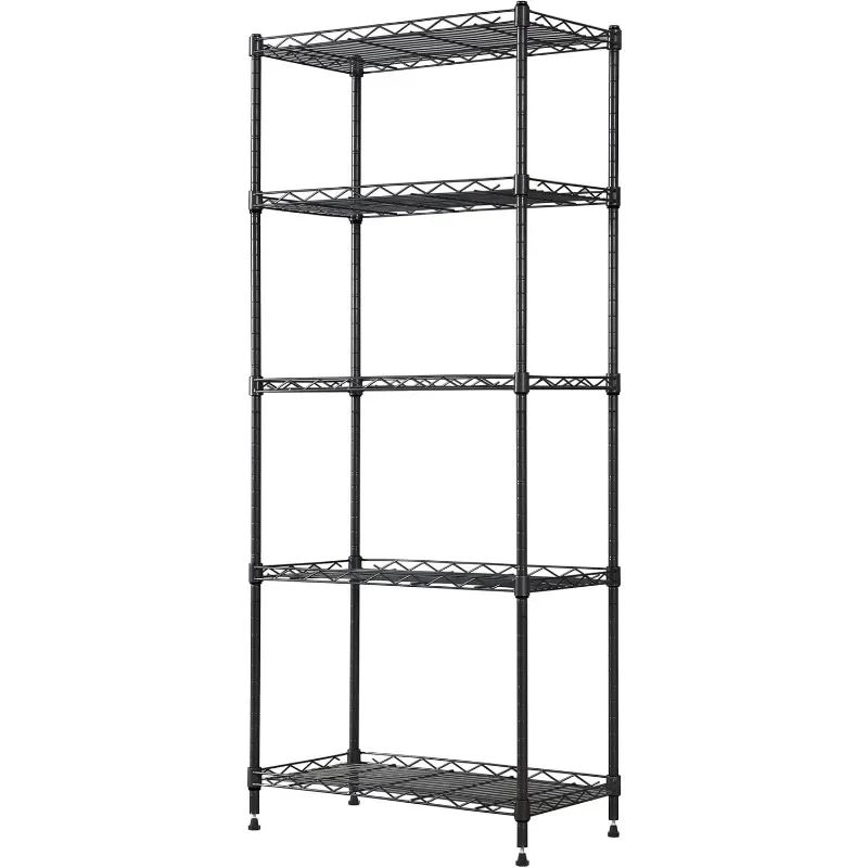 

REGILLER 5 Wire Shelves Metal Storage Rack AdjustableShelves Vertical Storage Rack Unit for Laundry Room Bathroom Kitchen Pantry