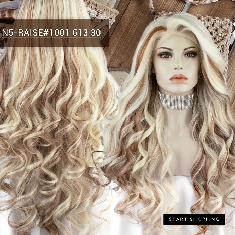 

Imstyle Синтетический парик фронта шнурка Блондинка Коричневый Синшанный парик для женщин Длинные натуральные волнистые парики Термостойкое волокно Парик для косплея