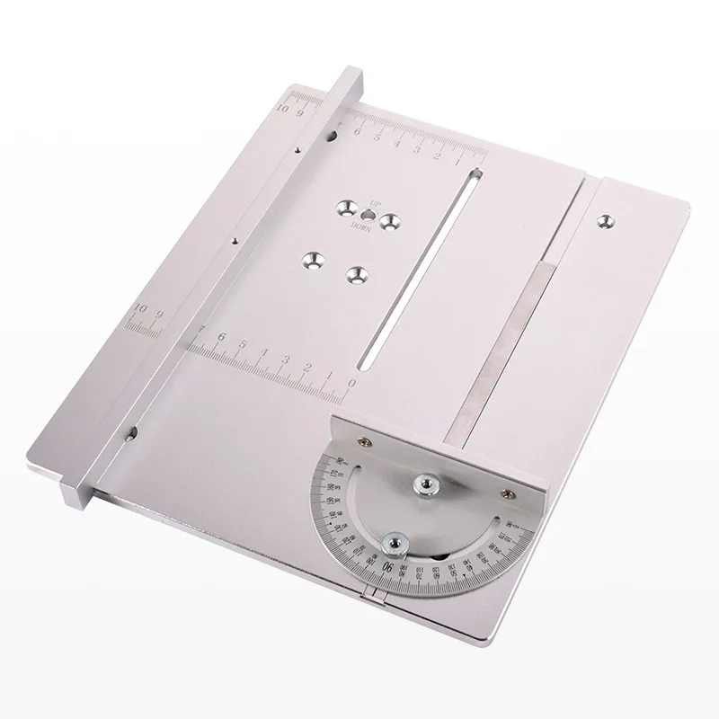 T60- aluminum plate + backer + angle ruler miniature table saw panel bearing seat aluminum plate DIY table saw backer
