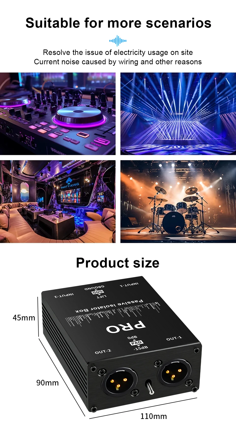 TITAK XLR Erdungsfilter Permalloy Audio-Isolator Stromunterdrücker XLR 6,35mm für Mikrofonmischer Live-Soundkarte Gerät – Detail 8
