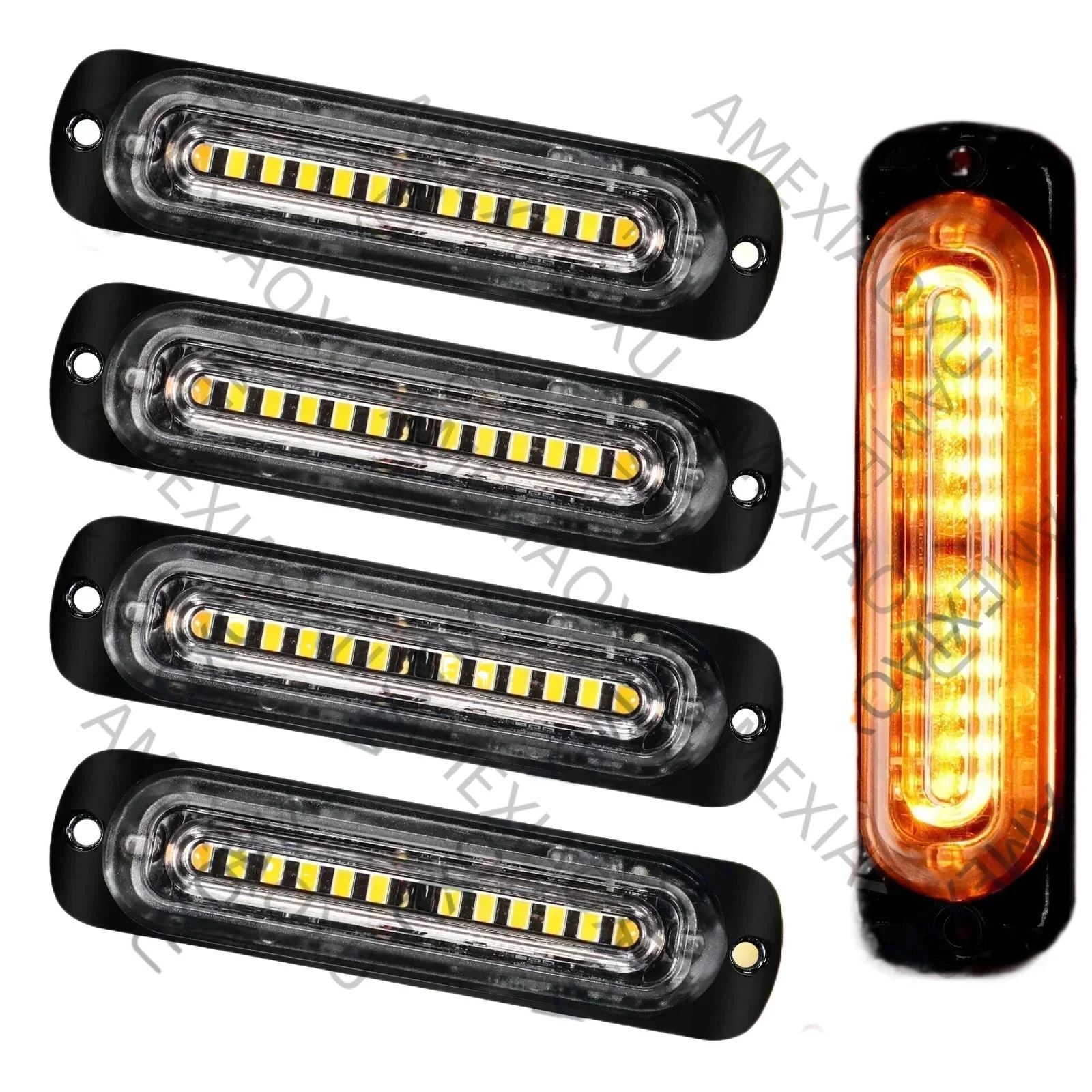 4x 12LED Strobe Warning Grille Grill Hazard Flash Light bar Car Truck PIckup SUV Beacon Lamp Amber Yellow Orange Traffic 12V 24V