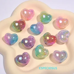 Transparent Multi Color Heart Shape Cracked Beads UV Plated Lovely Charms Necklace Department DIY Fashion Jewelry Accessories