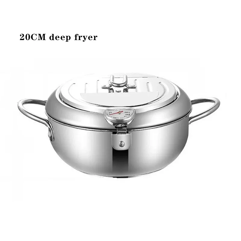 Friggitrice Tempura in acciaio inossidabile 304 controllo della temperatura padella per pollo fritto strumento di cottura fornello elettrico a Gas padella universale