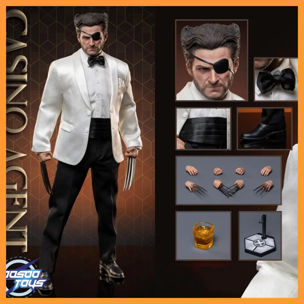 

SOOSOOTOYS SST-082 1/6 Male Soldier Hero Figure Eyepatch Logan White Suit Gambler Agent Image 12" Action Figure Full Set Model