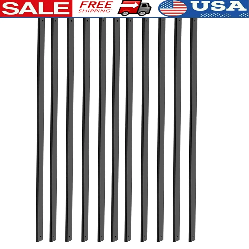 

25 Pack Metal Deck Balusters 36 Inch Rectangle Black Stair Railing Spindles Waterproof Corrosion Resistant Easy Install