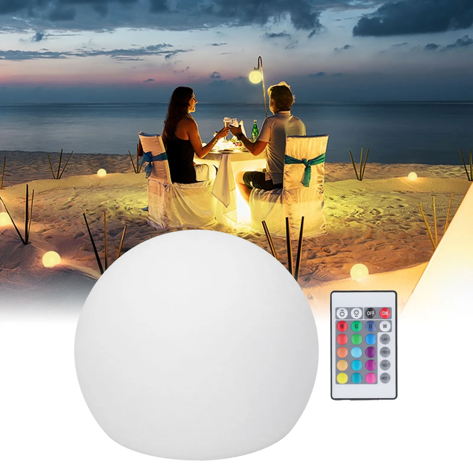 

LED Ball Light 24 Key Remote Control RGBW Globe Lamp Night Light with 16 Color Dimmable 4 Modes 15x15cm Night Lamp Night Light