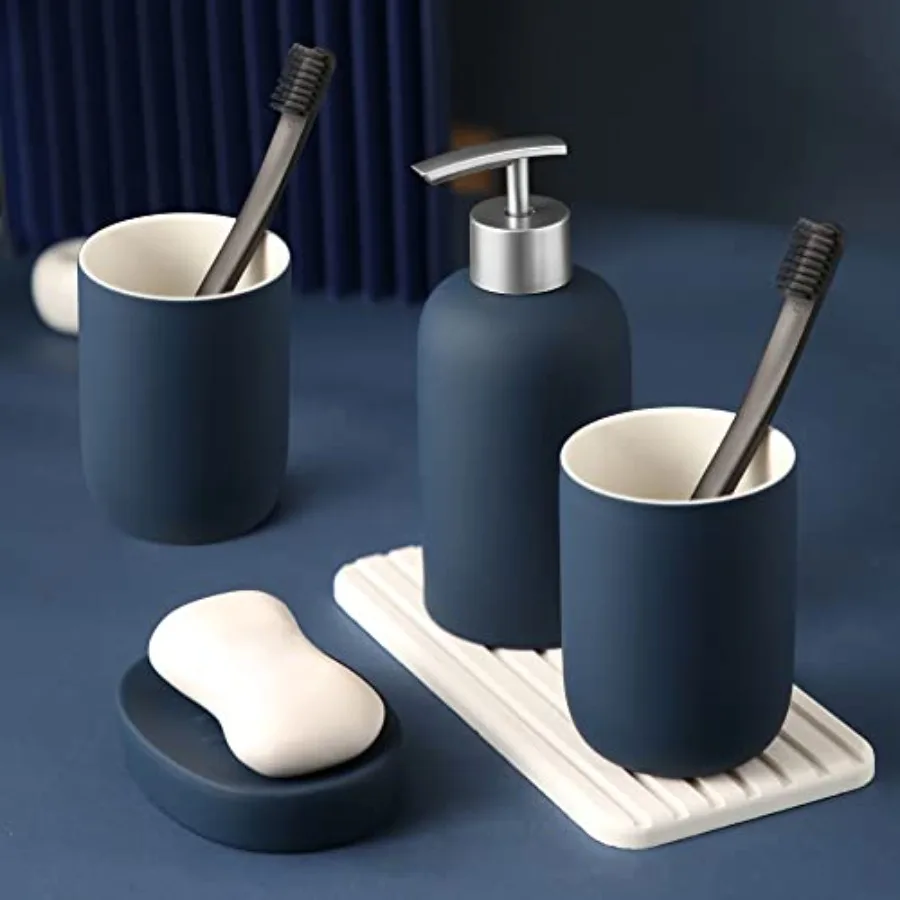 

Blue Bathroom Accessory Set 4 Pieces Ceramic Bathroom Set for Bathroom Decor Accesorios para Baos Blue Bathroom Accessories wit