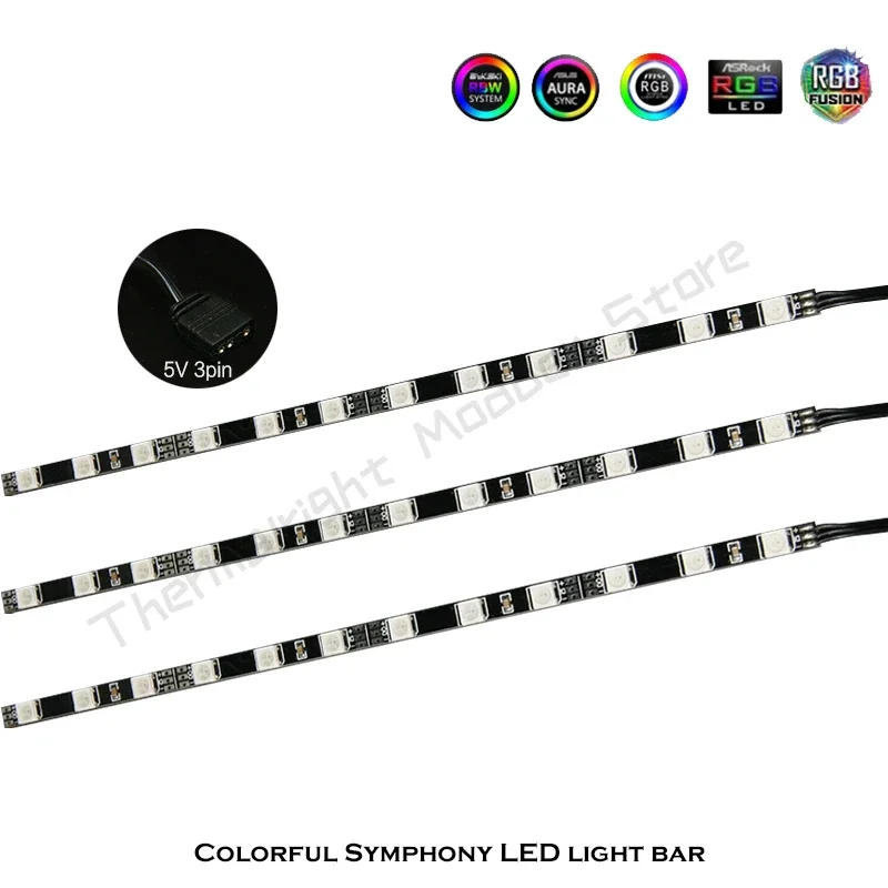 그래픽 카드 지원 홀더 용 ARGB LED 라이트 테이프 스트립 5V 3Pin VGA 브래킷 수냉 RGB 스트립