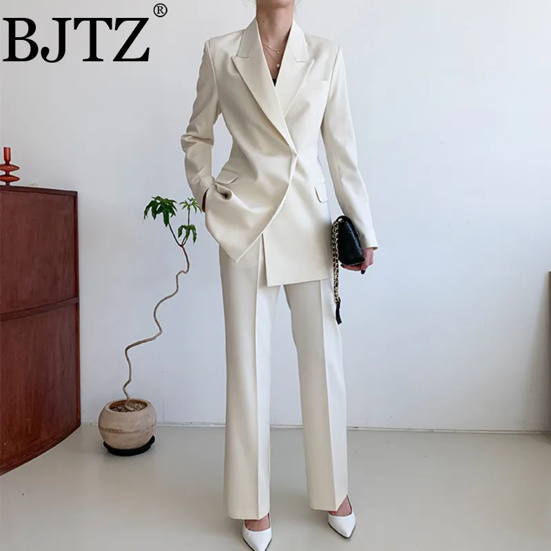 

BJTZ Office Lady Blazer Two Piece Set For Women 2025 Spring Autumn New Lace-up Waist Fashion Trendy Female Sets