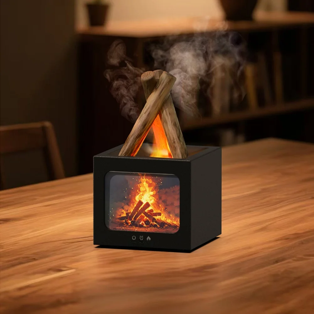 USB Simulated Campfire Aroma Fireplace Diffuser 7Color Essential Oil Diffuser Humidifier Auto Shut-Off Ultrasonic= Air Diffuser