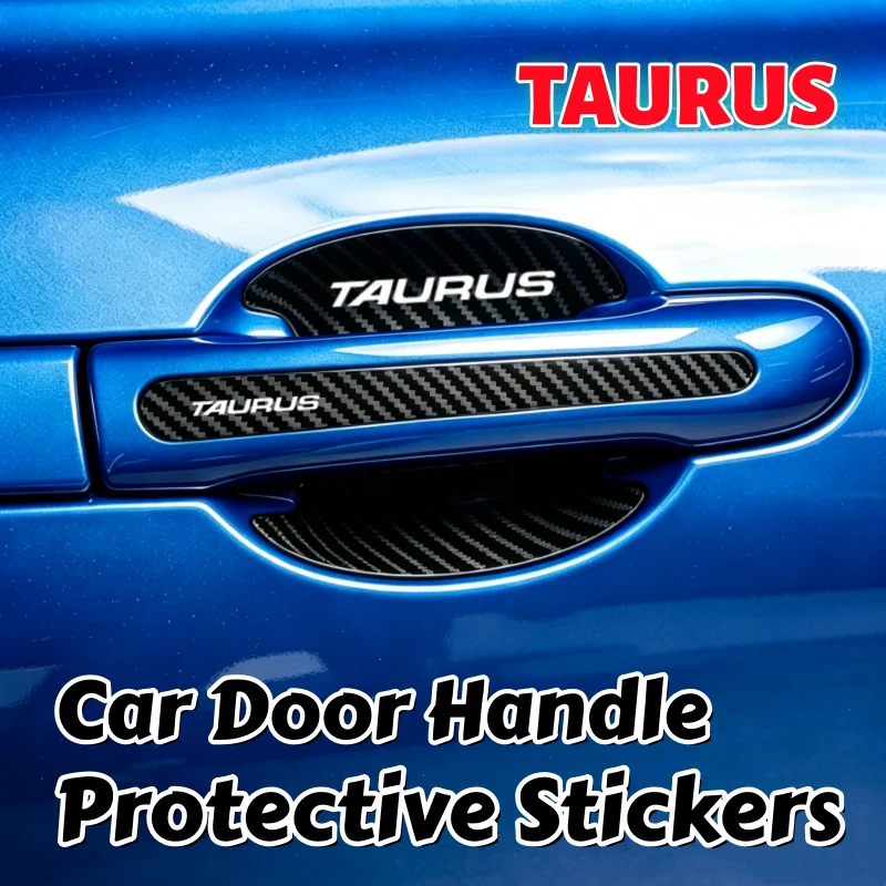 8PCS Door Wrist Bowl Cover Carbon Fiber Car Sticker for Ford Taurus Emblem Accessories Dirty Resistant Anti Scratches Strips