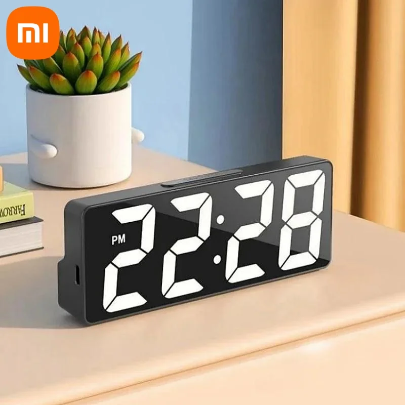 Xiaomi Voice Control Digital Alarm Clock Temperature Date Alarm Snooze Night Mode Table Clock 12/24H USB  Plug-in Always On LED