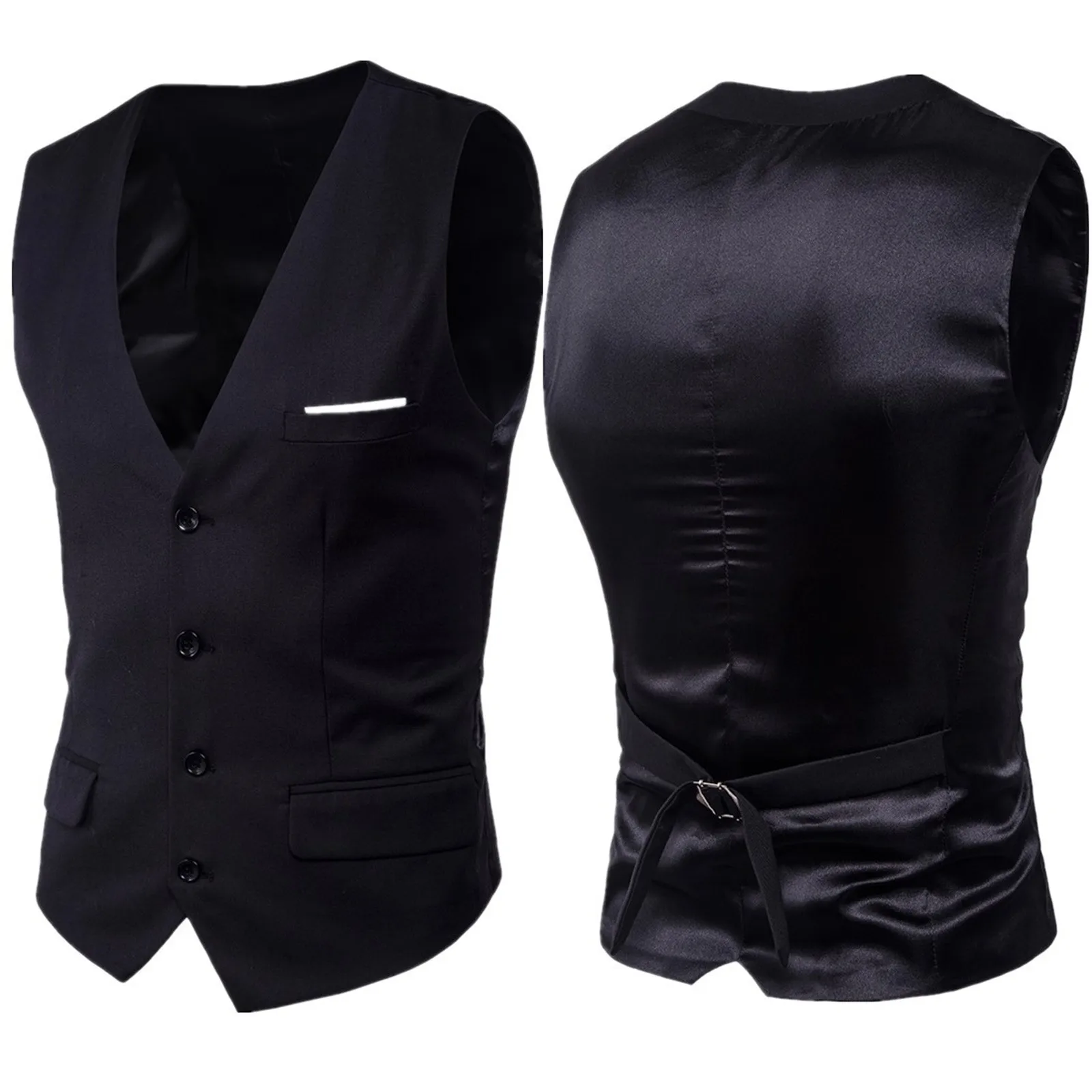 Colete masculino clássico vermelho com decote em V, colete formal, colete leve, monocromático, prateado, casamento, baile de formatura, moda