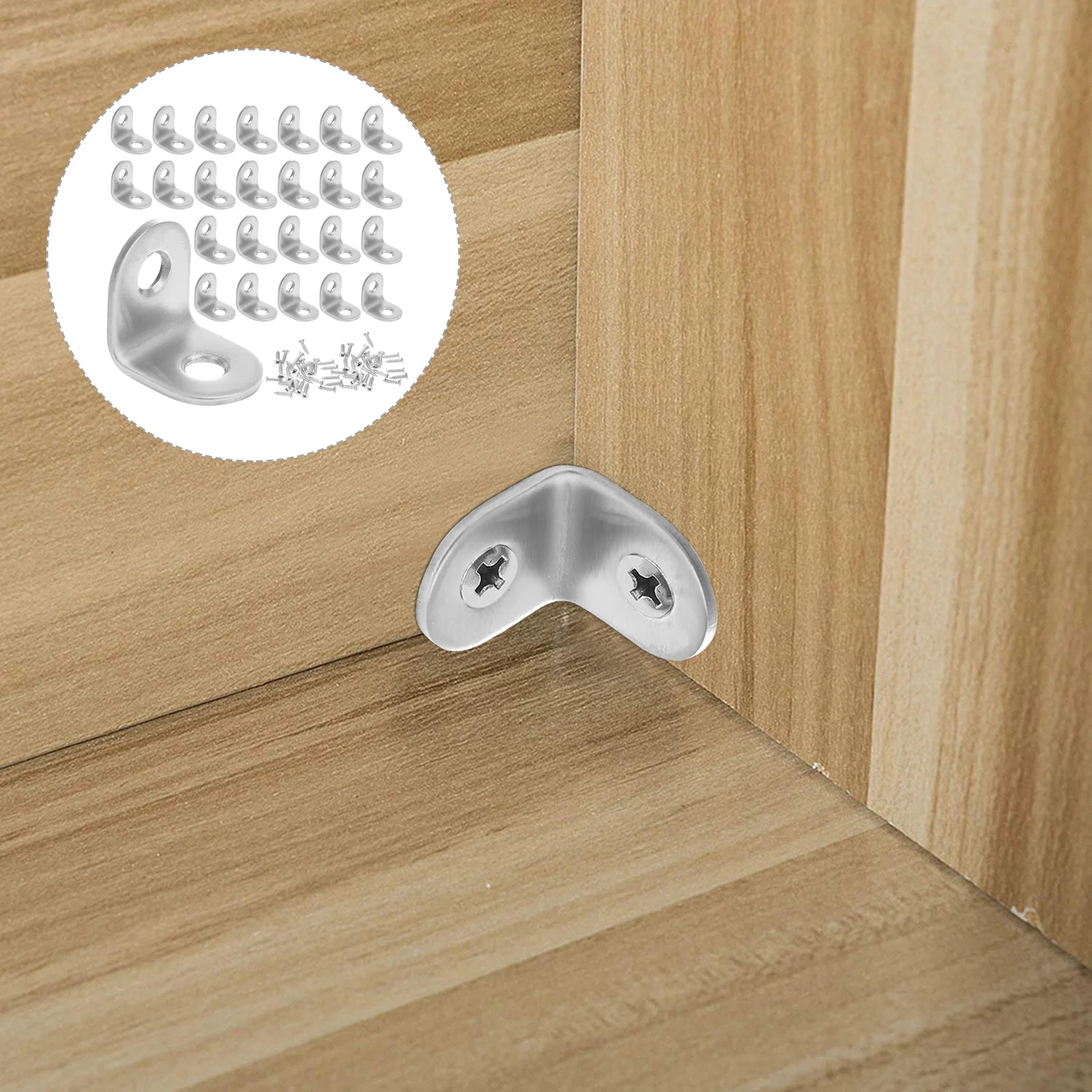 

40 Sets Stainless Steel L shaped Brackets for Wood 90 Degree Right Angle Corner Bracket Screw Holes No Cutting Hardware