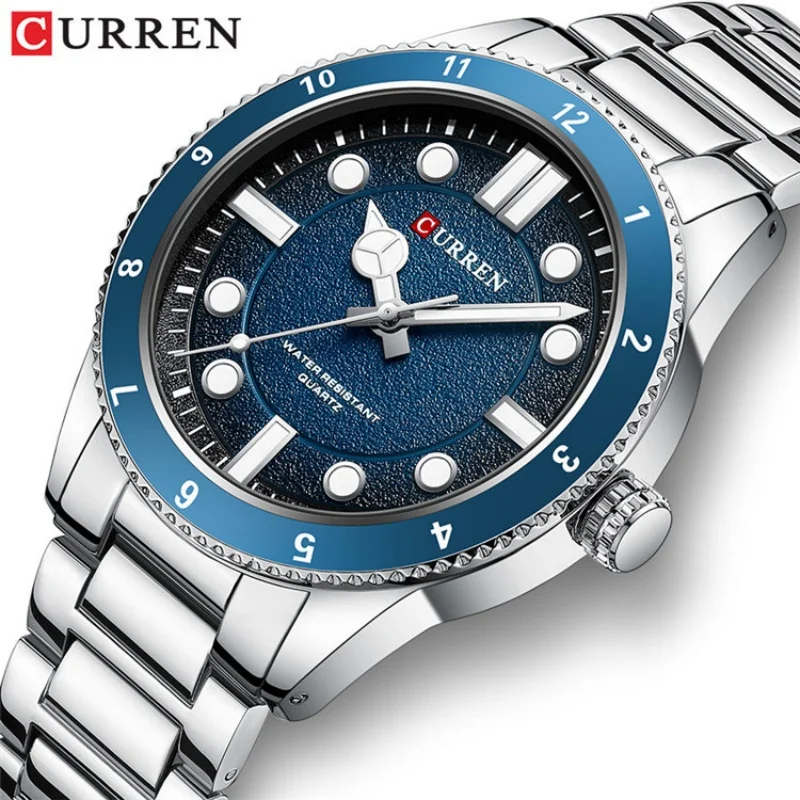 CURREN 8450 Men\'s Quartz Watches Waterproof Stainless Steel Strap Fashion Sports Luminous Business Man Simple Casual Wristwatch