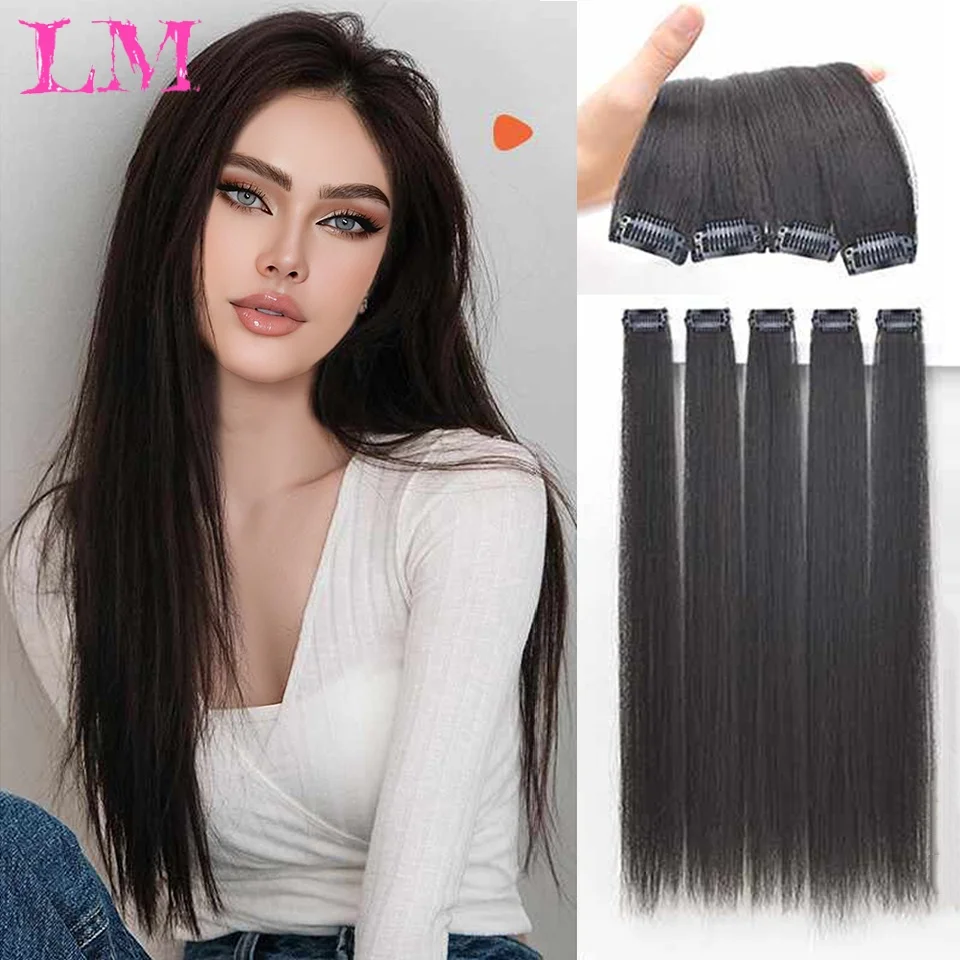 LM Synthetic 5pcs/set Long Straight Clip In Hair Extension for Women Hairpiece Christmas Party Cosplay Daily Use