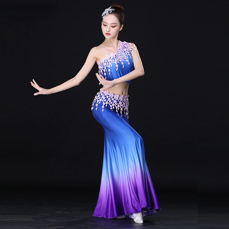 داي أزياء رقص ذيل السمكة يوتار فتاة Dancewear أنثى الطاووس التقليدية الشعبية مرحلة الأداء الملابس الرقص الوطني